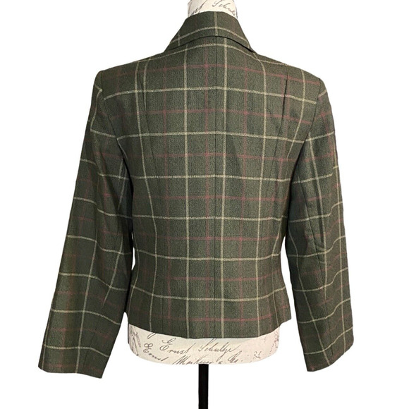 Twee For Petes Sake Women Size 8 Green Window Pane Quiet Money Vintage Blazer - Picture 4 of 8